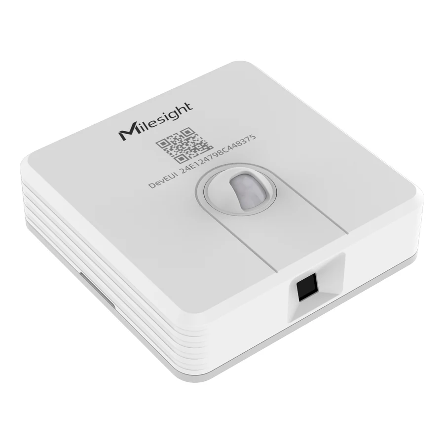 Milesight VS341 の斜め前からの外観。下端の黒い四角がサーモパイル窓（VS340 には無い）