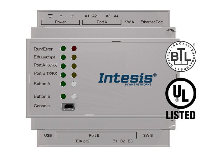INTESIS BACnet IP & MS/TP Client to KNX TP Gateway