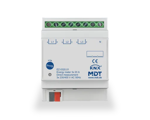 KNX Energy meter 3-channel 20 A, direct measurement, 4 SU MDRC, 230/400 V AC