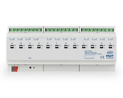 KNX Switch Actuator 12-channel, 12 SU MDRC, 16/20 A, 230 V AC, C-load, industry, 200 μF