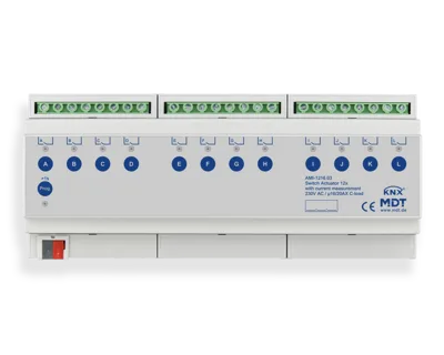 KNX Switch Actuator 12-channel, 12 SU MDRC, 16/20 A, 230 V AC, C-load, industry, 200 μF,