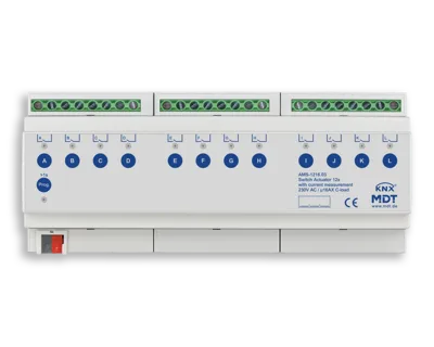 KNX Switch Actuator 12-channel, 12 SU MDRC, 16 A, 230 V AC, C-load, standard, 140 μF,
