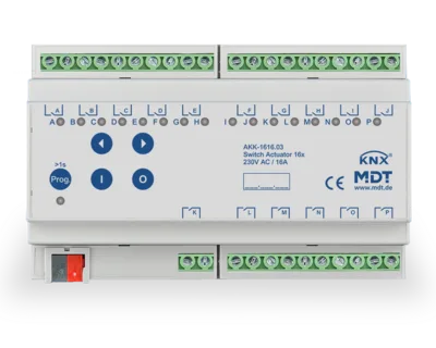 KNX Switch Actuator 16-channel, 8 SU MDRC, 16 A, 230 V AC, compact, 70 µF, 10 ECG