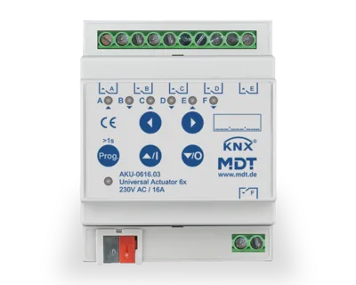 KNX Universal Actuator 6-channel, 4 SU MDRC, 16 A, 230 V AC, 100 μF, 15 ECG
