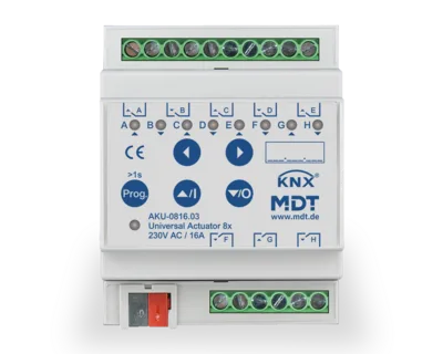 KNX Universal Actuator 8-channel, 4 SU MDRC, 16 A, 230 V AC, 100 μF, 15 ECG