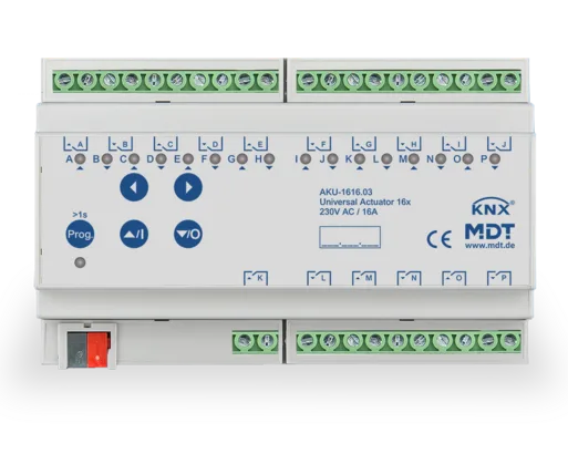 KNX Universal Actuator 16-channel, 8 SU MDRC, 16 A, 230 V AC, 100 μF, 15 ECG
