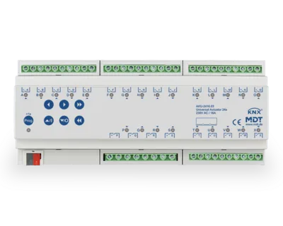 KNX Universal Actuator 24-channel, 8 SU MDRC, 16 A, 230 V AC, 100 μF, 15 ECG