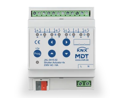 KNX Shutter Actuator 4-channel, 4 SU MDRC, 8 A, 230 V AC