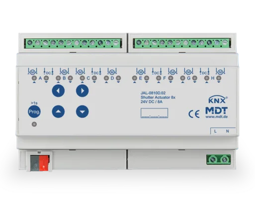 KNX Shutter Actuator 8-channel, 8 SU MDRC, 8 A, 24 V DC, Secure